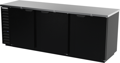 Beverage Air BB94HC-1-B Refrigerated Back Bar Storage Cabinet 95 Inch Three Section 37 Cu Ft Solid Doors