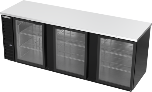 Beverage Air BB94HC-1-G-B Refrigerated Back Bar Storage Cabinet 95 inch Three Section 37.82 cu ft Glass Doors
