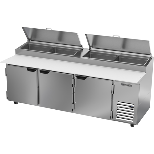 Beverage Air DP93HC Pizza Top Refrigerated Counter Three Section 93W 31.5 cu ft Stainless Steel Top