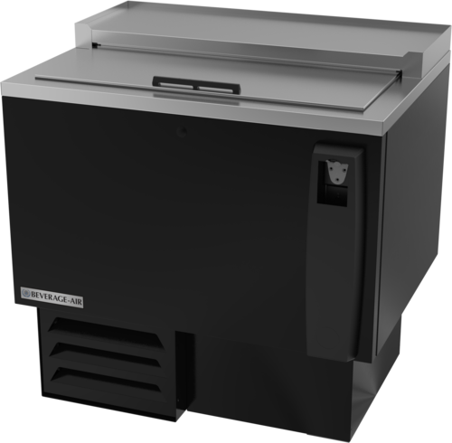 Beverage Air SF34HC-B Bottle Cooler Flat Top 34W 67 cu ft Sliding Lid Adjustable Dividers Stainless Steel Top