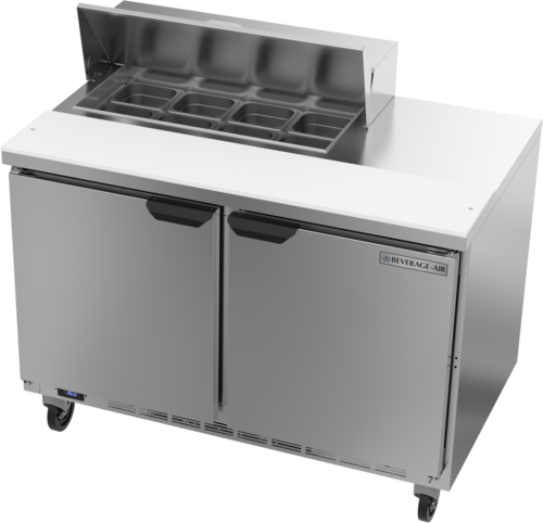 Beverage Air SPE48HC-08 Sandwich Top Refrigerated Counter 48 inch Two Section Stainless Steel 13 cu ft
