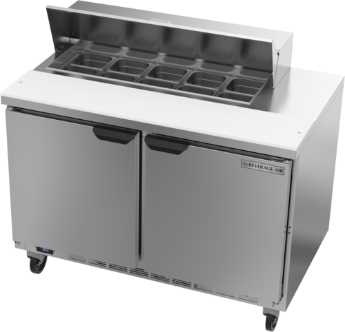 Beverage Air SPE48HC-10 Sandwich Top Refrigerated Counter 48 inch Two Section Stainless Steel 13 cu ft