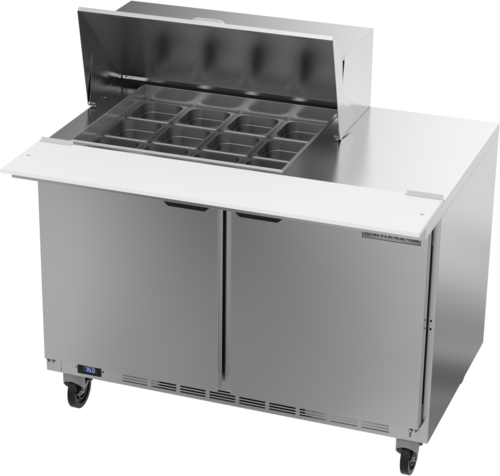 Beverage Air SPE48HC-12M Mega Top Refrigerated Counter 48 inch Two Section Stainless Steel 13 cu ft 12 Pan Capacity