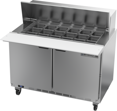 Beverage Air SPE48HC-18M Mega Top Refrigerated Counter 48 inch Two Section Stainless Steel 13 cu ft Capacity