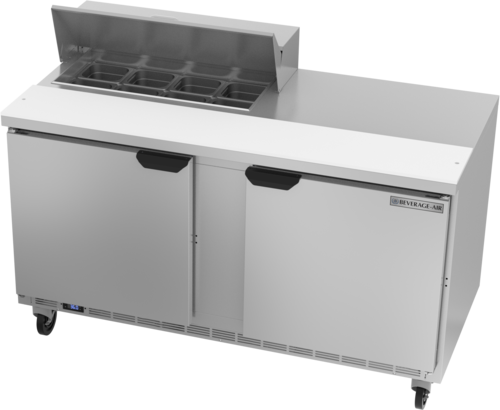 Beverage Air SPE60HC-08 Sandwich Top Refrigerated Counter 60 inch Two Section 16 cu ft Capacity Stainless Steel