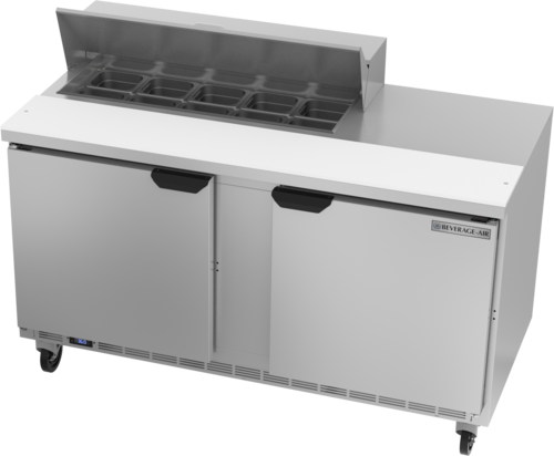 Beverage Air SPE60HC-10 Sandwich Top Refrigerated Counter 60 inch Two Section 16 cu ft Capacity Stainless Steel