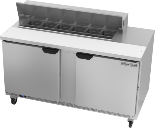 Beverage Air SPE60HC-12 Sandwich Top Refrigerated Counter 60 inch Two Section 16 cu ft Capacity Stainless Steel