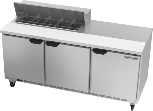Beverage Air SPE72HC-10 Sandwich Top Refrigerated Counter 72 inch Three Section 20 cu ft Capacity Stainless Steel