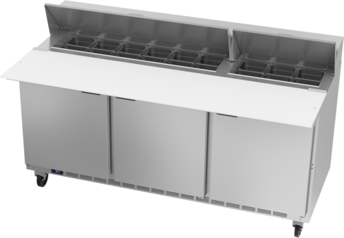 Beverage Air SPE72HC-18C Sandwich Top Refrigerated Counter 72 inch Three Section 20 cu ft Capacity Stainless Steel