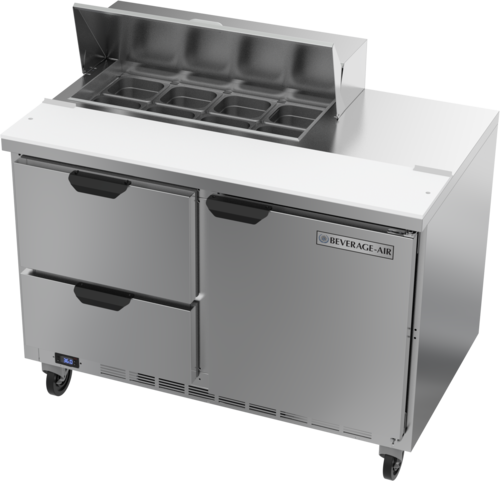 Beverage Air SPED48HC-08-2 Sandwich Top Refrigerated Counter 48 inch Two Section 13 cu ft Stainless Steel