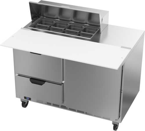 Beverage Air SPED48HC-08C-2 Sandwich Top Refrigerated Counter 48 inch Two Section Stainless Steel 13 cu ft