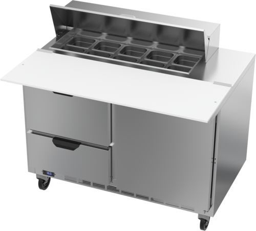 Beverage Air SPED48HC-10C-2 Sandwich Top Refrigerated Counter 48 inch Two Section Stainless Steel 13 cu ft