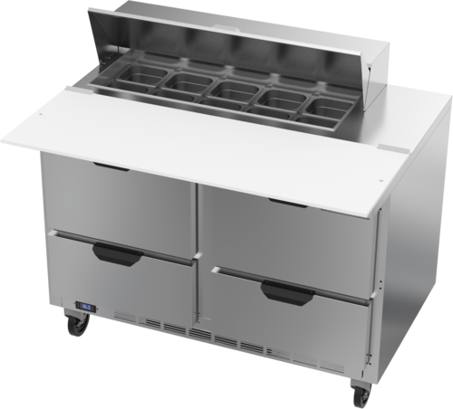 Beverage Air SPED48HC-10C-4 Sandwich Top Refrigerated Counter 48 inch Two Section 13 cu ft Stainless Steel
