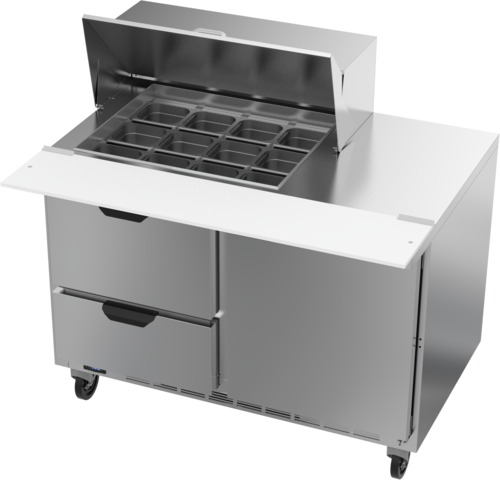 Beverage Air SPED48HC-12M-2 Mega Top Refrigerated Counter 48 inch Two Section 13 cu ft Stainless Steel