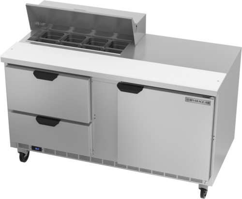 Beverage Air SPED60HC-08-2 Sandwich Top Refrigerated Counter 60 inch Two Section 16 cu ft Capacity