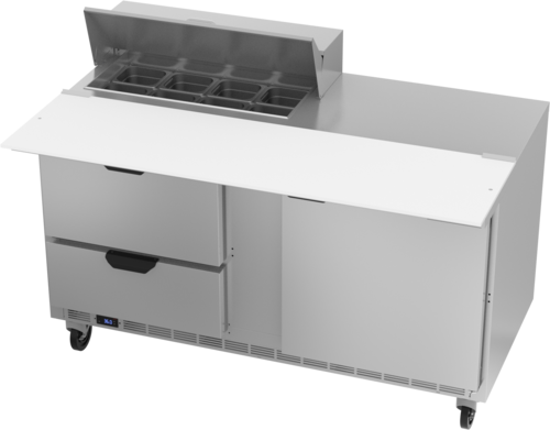 Beverage Air SPED60HC-08C-2 Sandwich Top Refrigerated Counter 60 inch Two Section 16 cu ft Capacity Stainless Steel