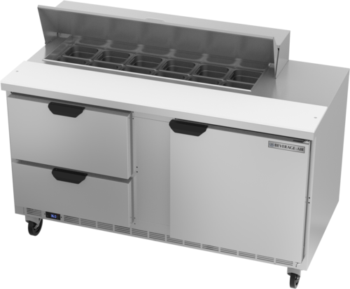 Beverage Air SPED60HC-12-2 Sandwich Top Refrigerated Counter 60 inch Two Section 16 cu ft Capacity Stainless Steel
