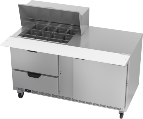 Beverage Air SPED60HC-12M-2 Mega Top Refrigerated Counter 60 inch Two Section 16 cu ft Capacity Stainless Steel