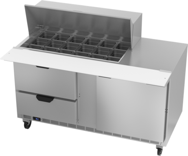 Beverage Air SPED60HC-18M-2 Mega Top Refrigerated Counter 60 inch Two Section 16 cu ft Capacity Stainless Steel