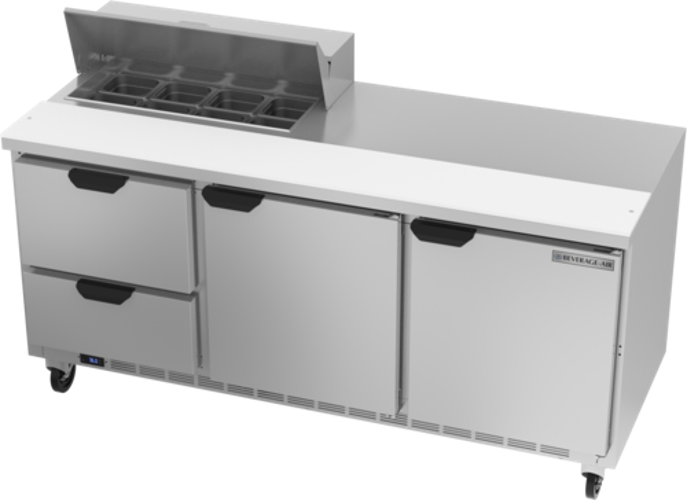 Beverage Air SPED72HC-08-2 Sandwich Top Refrigerated Counter 72 inch Three Section 20 cu ft Capacity Stainless Steel