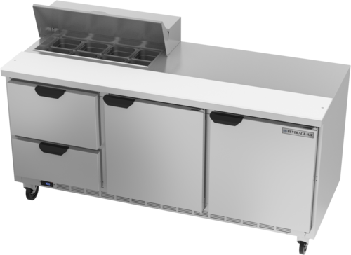 Beverage Air SPED72HC-08-2 Sandwich Top Refrigerated Counter 72 inch Three Section 20 cu ft Capacity Stainless Steel