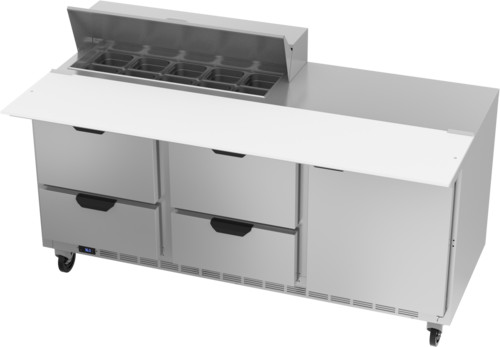 Beverage Air SPED72HC-10C-4 Sandwich Top Refrigerated Counter 72 inch Three Section 20 cu ft Capacity