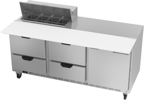 Beverage Air SPED72HC-08C-4 Sandwich Top Refrigerated Counter 72 inch Three Section 20 cu ft Capacity