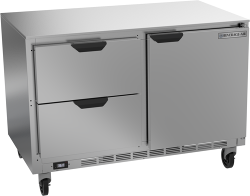 Beverage Air UCRD48AHC-2 Undercounter Refrigerator 48 inch Two Section 13.9 cu ft Stainless Steel Made in USA
