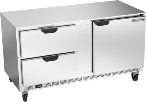 Beverage Air UCRD60AHC-2 Undercounter Refrigerator 60 inch Two Section 17.1 cu ft Stainless Steel Made in USA