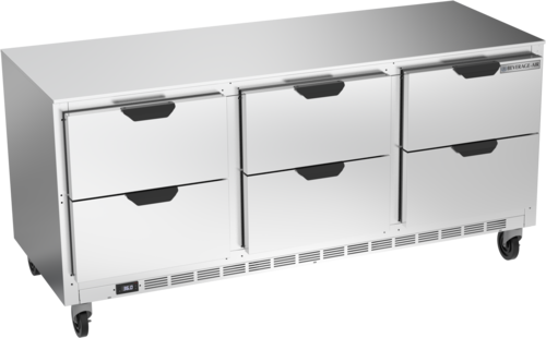 Beverage Air UCRD72AHC-6 Undercounter Refrigerator 72 inch Three Section 21.5 cu ft with Six Drawers Stainless Steel