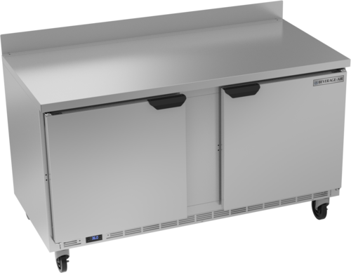 Beverage Air WTR60AHC Worktop Refrigerator Two Section 60 Inch 14.75 cu ft Solid Doors Stainless Steel Front