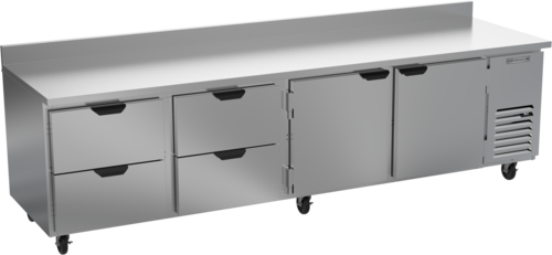 Beverage Air WTRD119AHC-4 Worktop Refrigerator Four Section 119 Inch Stainless Steel with Drawers and Doors