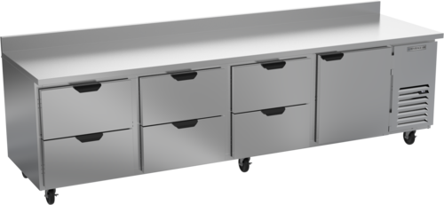Beverage Air WTRD119AHC-6 Worktop Refrigerator Four Section 119 Inch Stainless Steel with Drawers and Door