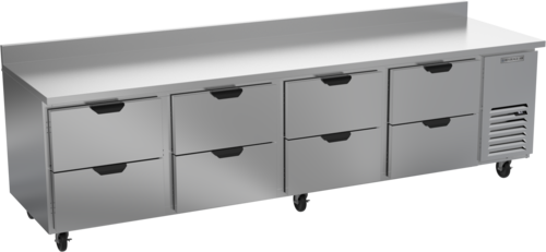Beverage Air WTRD119AHC-8 Worktop Refrigerator Four Section 119 Inch Stainless Steel with Eight Drawers