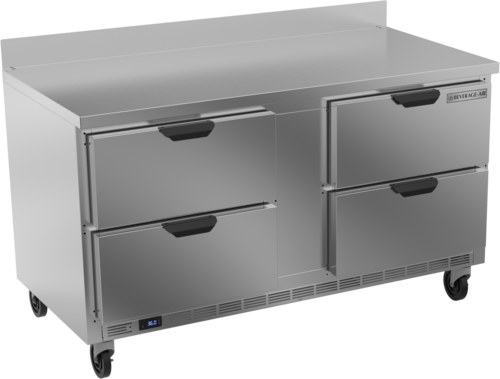 Beverage Air WTRD60AHC-4 Worktop Refrigerator Two Section 60 Inch Stainless Steel with Drawers and Self Contained Refrigeration