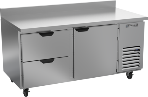 Beverage Air WTRD67AHC-2 Worktop Refrigerator Two Section 67 Inch Stainless Steel with Drawers and Door