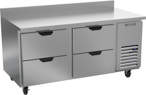Beverage Air WTRD67AHC-4 Worktop Refrigerator Two Section 67 Inch Stainless Steel with Four Drawers 18.97 Cu Ft