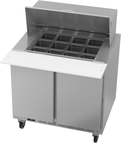 Beverage Air SPE36HC-12M Mega Top Refrigerated Counter 36 inch Two Section Stainless Steel 10 cu ft 12 Pan Capacity