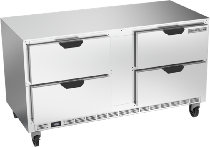 Beverage Air UCFD60AHC-4 Undercounter Freezer 60 inch Two Section 17.1 cu ft Stainless Steel Drawers Made in USA