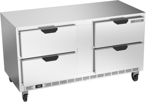 Beverage Air UCFD60AHC-4 Undercounter Freezer 60 inch Two Section 17.1 cu ft Stainless Steel Drawers Made in USA