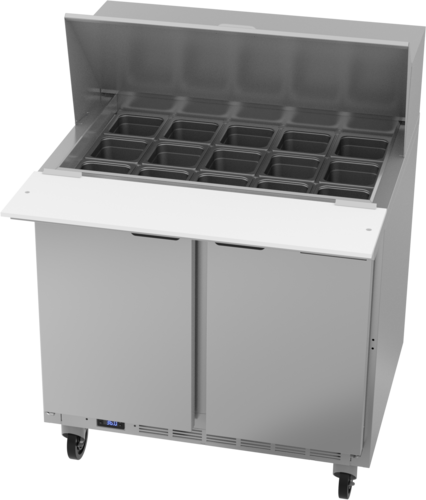 Beverage Air SPE36HC-15M Mega Top Refrigerated Counter 36 inch Two Section 10 cu ft Stainless Steel