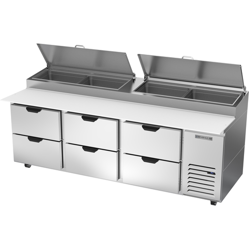 Beverage Air DPD93HC-4 Pizza Top Refrigerated Counter Three Section 93W 31.5 cu ft Stainless Steel Design