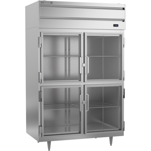Beverage Air PR2HC-1BHG P-Series Refrigerator Two Section 44.57 cu ft Glass Half Doors Adjustable Shelves