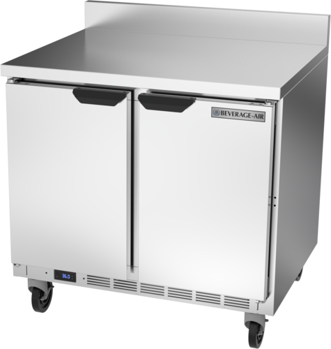 Beverage Air WTR36AHC-FIP Worktop Refrigerator Two Section 36 Inch 8.5 cu ft Solid Doors Stainless Steel