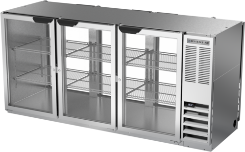 Beverage Air BB72HC1GPTS Refrigerated Back Bar Pass-Thru Storage Cabinet 72 Inch Three Section 22 Cu Ft Capacity