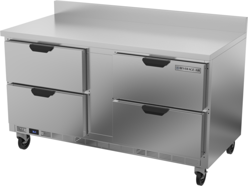 Beverage Air WTRD60AHC-4-FIP Worktop Refrigerator Two Section 60 Inch Stainless Steel with Four Drawers