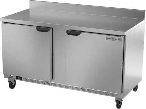 Beverage Air WTR60AHC-FIP Worktop Refrigerator Two Section 60 Inch 14.75 cu ft Solid Doors Stainless Steel