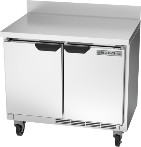 Beverage Air WTR34HC Worktop Refrigerator Two Section 34 Inch Width 596 Cu Ft Stainless Steel Made in USA
