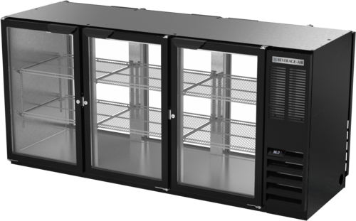 Beverage Air BB72HC1GPTB Refrigerated Back Bar Pass-Thru Storage Cabinet 72 Inch Three Section 22 Cu Ft Capacity