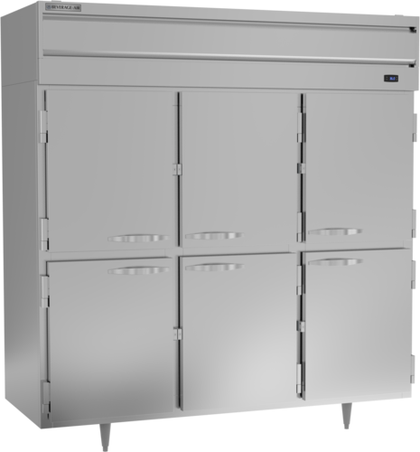 Beverage Air PR3HC-1AHS P-Series Refrigerator Reach-In Three-Section 68.34 cu ft Solid Half Doors LED Lighting